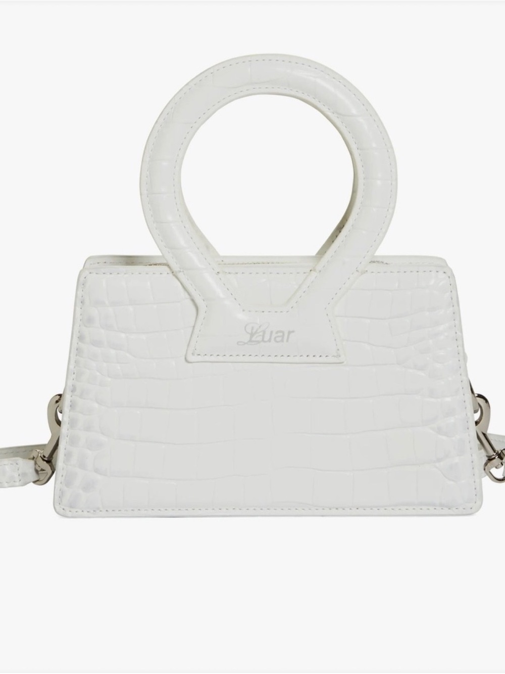 Luar Ana White Croc-Embossed Top Handle Bag